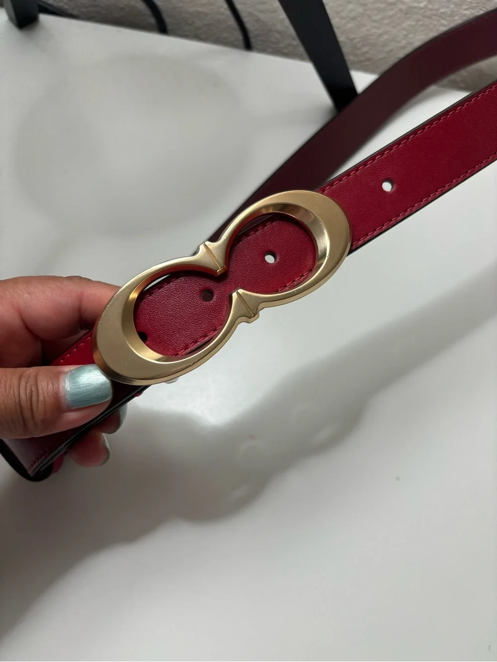 Coach Red Leather Belt with Gold Signature Buckle NWOT